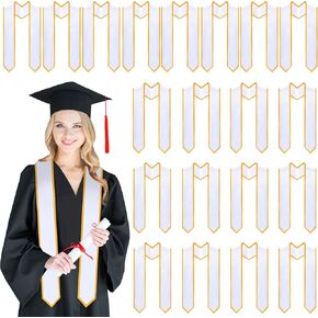 Chunful 20 Pieces 72" Plain White Graduation Stole Sash Unisex Adult Graduation Satin Honor Stole