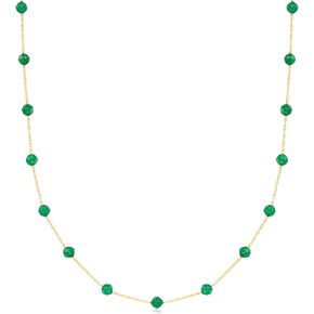 RS نقية بواسطة Ross-Simons 3.70 CT. T.W. قلادة حبة المحطة الزمردية بالذهب الأصفر 14kt