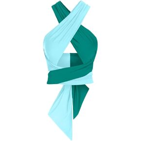 ZAFUL Womens Ribbed Halter Crop Top Ruched Lace-up Cropped Cami Bandana Top Criss Cross Wrap Print Tank Top