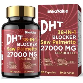 حاصرات DHT للرجال ، وملحق نمو الشعر مع 10000 MCG Biotin و 900 ملغ من Palmetto لكل حصص ، ومزيج من الشعر العشبية الشعر ، يدعم صحة الرجال - 30 حصص
