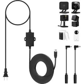 محول طاقة خارجي Uogw بطول 50 قدم/15 متر متوافق مع Wyze Cam Pan v3، Wyze OG، Wyze Cam Pan v2، Wyze Cam v4، Wyze Cam v3 وv3 Pro، WYZE Battery Cam Pro، كابل طاقة مقاوم للماء لـ Wyze Cam-أسود