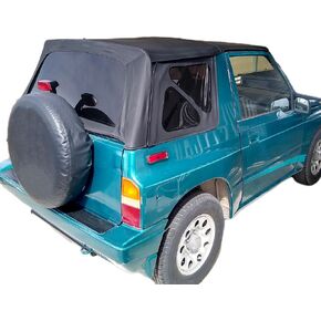 Ecotric Tinted Windows Soft Top Top متوافق مع 1995-1998 Suzuki Sidekick/Geo Tracker ، Soft Top Top Skins Trail Top Cover Black Waterproof