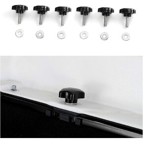 JeCar 6 Hardtop Quick Removal Bolts Thumb Screws Compatible with Jeep Wrangler 2007-2023 JK JL Sports Sahara Freedom Rubicon X 2/4 Door Accessories, Black