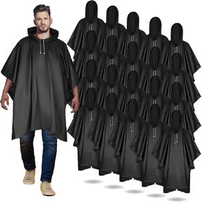 Zhehao 20 Pcs Rain Ponchos for Adult Reusable Waterproof Plastic Rain Coat
