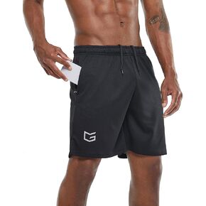 G Gradual Men's Workout Running Shorts Quick Dry Lightweight Gym Shorts with Zip Pockets