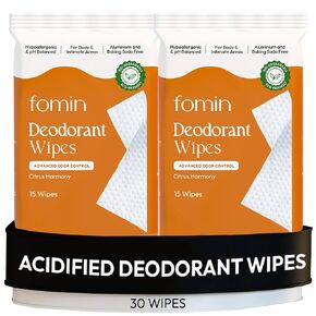 FOMIN Acidified Deodorant Wipes For Women - 45 Count - Variety Pack – Hypoallergenic, pH Balanced Whole Body Wipes - Plastic-Free, Exfoliating & Advanced Odor Control Underarm Body Wipes