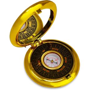 Fengshuibringluck Feng Shui Mini Compass with Mirror Plastic Home Decoration, Gold