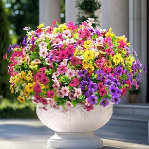 Elyum Artificial Flowers for Outdoors, 18 Bundles Artificial Flowers for Decoration, UV Resistant Fake Outdoor Flowers Artificial Plants for Outside Garden Porch Patio Yard Decor