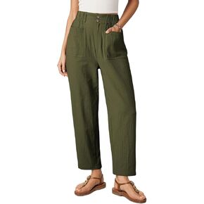 Dokotoo Womens Summer Pants عارضة كابري فضفاضة الكاحل طول عالي مخصر الحريم بالازو بنطلون بنطلون مع جيوب