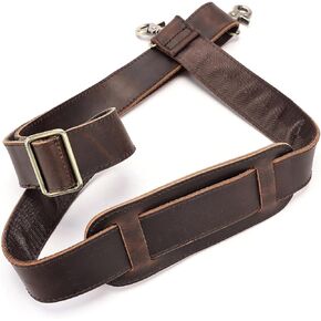 MASIWEI Genuine Leather Bag Strap Replacement Shoulder Strap Adjustable with Padded for Duffel Bag, Crossbody Bag, Laptop Bag, Briefcase, Messenger Bag,Coffee in Kuwait