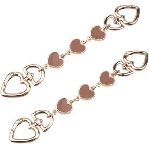 2PCS Heart Shape Extended Bag Strap Shoulder Bag Extension Chain Bag Strap Extender Replacement for Handbag Bag Basket Luggage (Pink)
