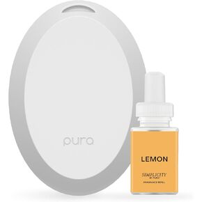 Pura Mini Smart Rugfuser for Small Spaces Device Smart Home Device مع ضوء LED والاكتشاف القارئ التلقائي - يتضمن تعبئة الرائحة 1 ؛ البياضات وتصفح