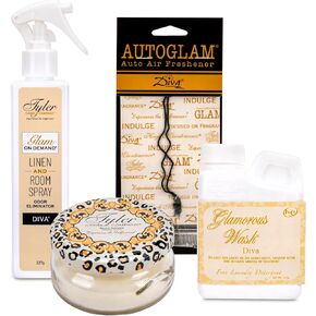 Diva Glamorous Gift Suite VI - (On Demand Room Spary, Glamorous Wash, Jar Candle, Autoglam)