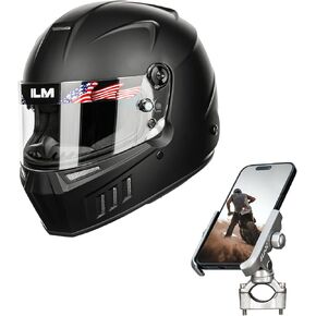 ILM Snell SA2020 Approved Auto Racing Helmet 890 + ILM Motorcycle Phone Mount A10 Silver
