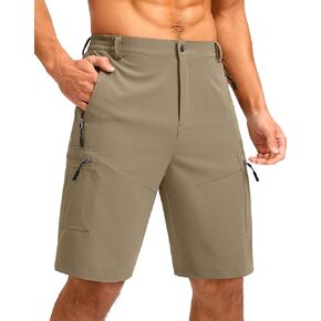 Pudolla Men's Hiking Shorts 11" Lightweight Cargo Work Shorts for Men Summer Travel Golf Casual Outdoor with 5 Pockets