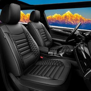 أغطية المقاعد لـ Hyundai Sonata 2007-2024 2025: أغطية مقعد السيارة مجموعة كاملة 5 مقاعد مقعد مقعد ماء مقعد ماء (أسود)