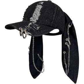 y2k hat punk hat denim bunny hat kains capball cap kpop heat y2k grunge hat for women