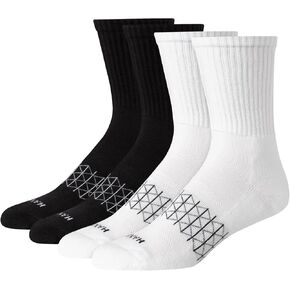 Hanes Men's Absolute Active Cushioned Crew, Moisture Wicking Socks, Seamless Toe, 4-Pack
