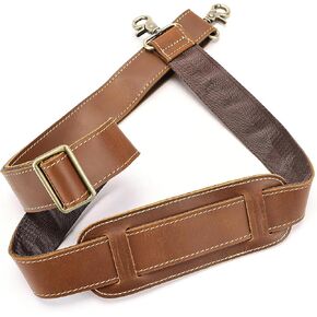 MASIWEI Genuine Leather Bag Strap Replacement Shoulder Strap Adjustable with Padded for Duffel Bag, Crossbody Bag, Laptop Bag, Briefcase, Messenger Bag,Coffee