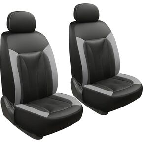 GIANT PANDA Front Car Seat Cover for Ford, Piping Leather Bucket Seat Covers Custom Fit Ford Escape Explorer Edge Mustang Bronco Sport 2-Pack (Black)