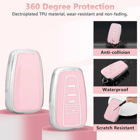 PIFOOG Key Fob Cover for Toyota RAV4 Camry Highlander Corolla 4Runner Prius Avalon C-HR 4 أزرار مفاتيح السيارة حافظة شل حامي بلينغ سلسلة المفاتيح الأرجواني الملحقات جرلي المرأة TPU in Kuwait