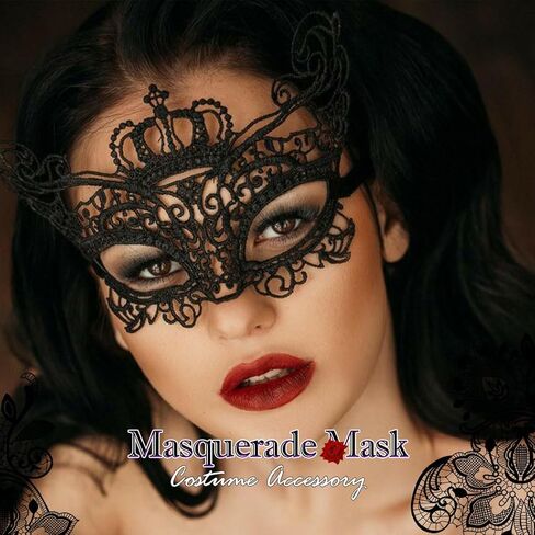 Nicute Lace Masquerade Mask for Women Black Masquerade Mask Eye Masks For Party Prom Ball Costume Mardi Gras Party Supply in Kuwait