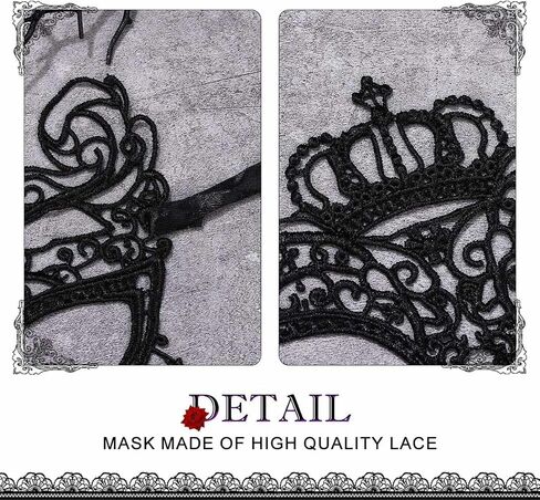 Nicute Lace Masquerade Mask for Women Black Masquerade Mask Eye Masks For Party Prom Ball Costume Mardi Gras Party Supply in Kuwait