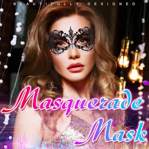 Nicute Lace Masquerade Mask for Women Black Masquerade Mask Eye Masks For Party Prom Ball Costume Mardi Gras Party Supply in Kuwait
