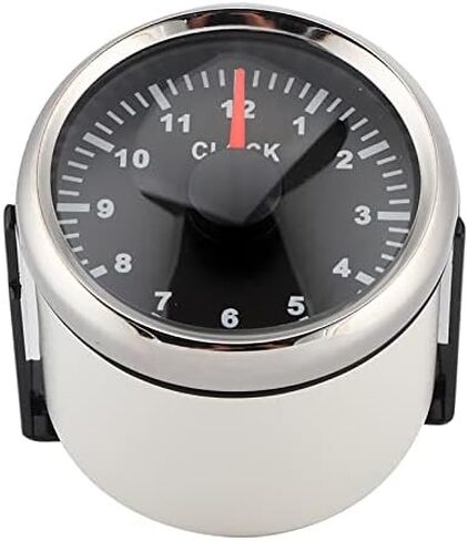 Car Clock Watch, 2in Universal Dial Clock Meter 0‑12 Hourmeter Clock Instrument Panel Gauges Display 12V/24V for Car Boat (Black) in Saudi Arabia
