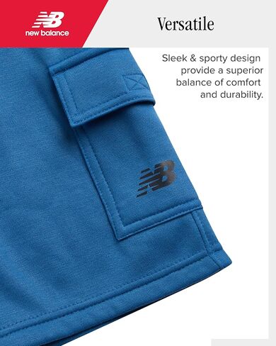 مجموعة New Balance Boys Shorts - 3 قطعة قصيرة الأكمام Crewneck Logo Tee وقصيرة الصوف غير الرسمية للأولاد (الأحجام: 8-12) in Saudi Arabia