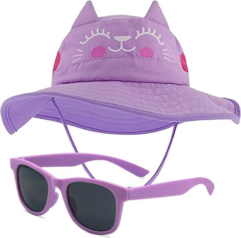 Kids Sun Hat for Girls & Boys with UV Protection- Toddler Beach Hat for Fishing Safari Play Hat with Sunglasses(2-14 Years) in Saudi Arabia