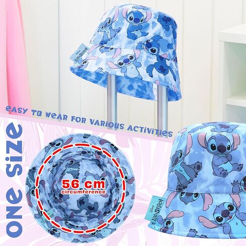 Disney Stitch Girls Bucket Hat, Sun Hat for Kids Beach Summer Vacation Essentials - Stitch Gifts for Girls in Kuwait