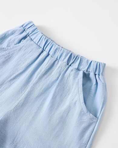 Boys Summer Cloth Clute Button Down Downshs and Short Press Big Kid Beach Vacation String Short Sleeve With With Hat in Kuwait