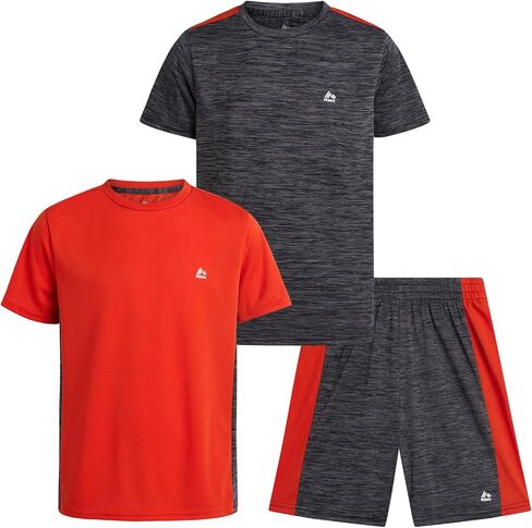 RBX Boys Short Sets - 3 Piece Athletic Performance Short Sleeve Mesh Shirt and Elastic Waist Basketball Gym Shorts for Boys in Saudi Arabia