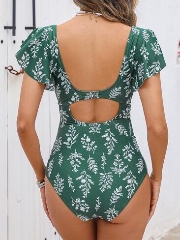 CUPSHE Maternity One Piece Swimsuit V Neck Pregnancy Bathing Suit for Women Ruffle Front Cutout Back Hook in Saudi Arabia