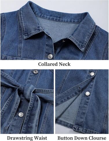 Women's Denim Dress Short Sleeve Jean Dress Button Down Babydoll Denim Shirt Dresses with Pocket 2025 Outfits in Saudi Arabia