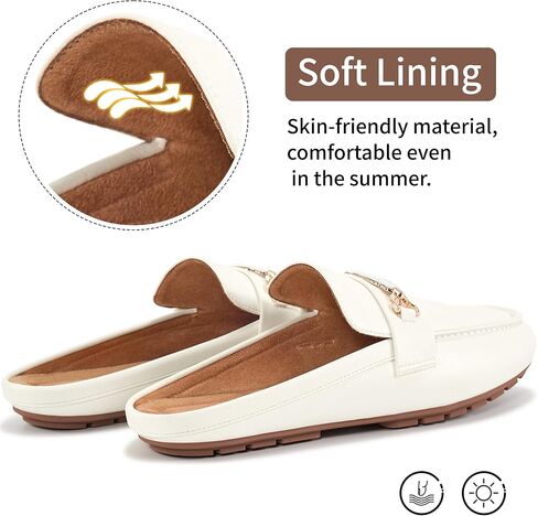 Ablanczoom Mules for Women Flat Shoes: Comfortable Slip on Flats for Womens Mule Metal Chain Backless Loafers Business Casual Shoe in Kuwait