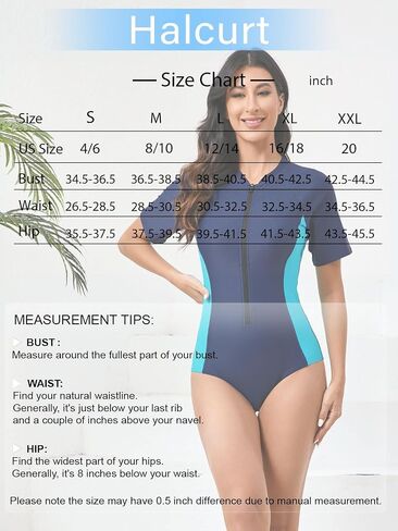 غلاف هالكورت للسيدات القصير قطعة واحدة من الحارس من ملابس السباحة zip zip upf50+ بدلة الاستحمام الرياضية للتصفح in Saudi Arabia
