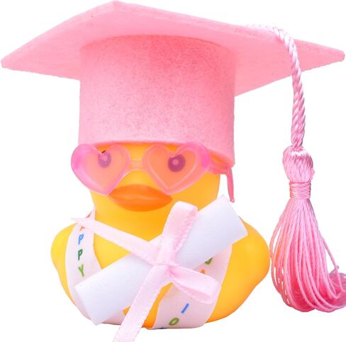 Graduation Duck Car Ornament, Rubber Duck Car Dashboard Decor with Mini Graduation Hat Sunglasses Diploma. in Kuwait