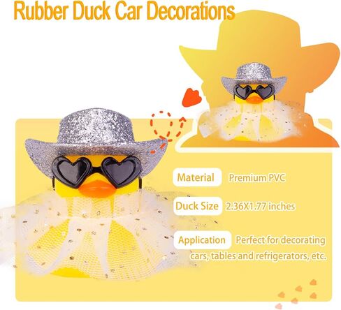 Car Rubber Duck Ornament Cute Duck Car Dashboard Decoration Accessories with Mini Hat Sunglasses and Skirt for Car Dashboard Decoration Accessories(A6) in Kuwait