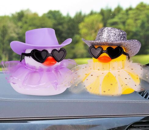 Car Rubber Duck Ornament Cute Duck Car Dashboard Decoration Accessories with Mini Hat Sunglasses and Skirt for Car Dashboard Decoration Accessories(A6) in Kuwait