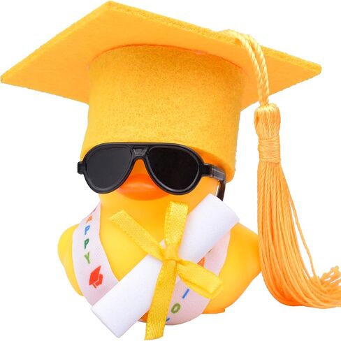 Graduation Duck Car Ornament, Rubber Duck Car Dashboard Decor with Mini Graduation Hat Sunglasses Diploma. in Kuwait