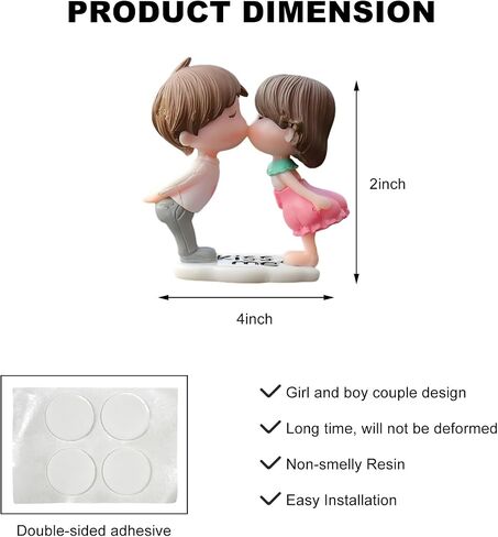 Cute Couple Car Dashboard Decorations, Lovely Couple Kiss Cartoon Figurines Car Ornament, Resin Material Boy Girl Car Interior Decoration with Balloon for Car Dashboard Gifts (Blue) in Kuwait