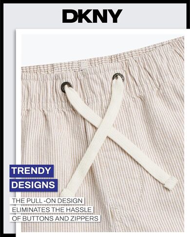 DKNY Boys Shorts - Pull On Woven Stripe Shorts for Boys with Side Pockets and Elastic Waistband (Sizes: 8-20) in Saudi Arabia