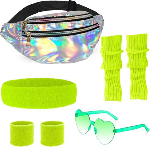 الزي الثمانينات تجريب للنساء تدفئة الساق النيون معصم الرأس معصمه المجسم in Kuwait