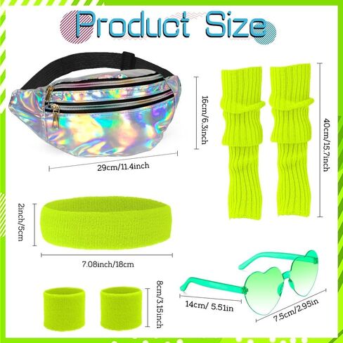 الزي الثمانينات تجريب للنساء تدفئة الساق النيون معصم الرأس معصمه المجسم in Kuwait