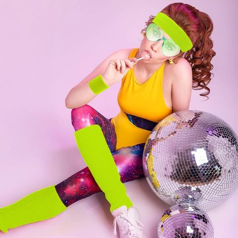 الزي الثمانينات تجريب للنساء تدفئة الساق النيون معصم الرأس معصمه المجسم in Kuwait