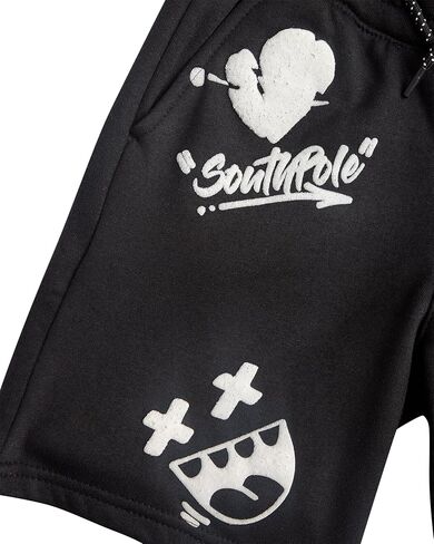 Southpole Boys Graphic Shorts - Soft Cotton Blend Casual Streetwear Summer Shorts for Boys with Drawstring Waist (Size: 8-20) in Saudi Arabia