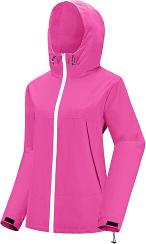 Avoogue Rain Jacket Women Waterproof Lightweight Raincoat Lined Outdoor Hooded Windbreaker in Saudi Arabia