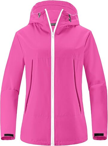 Avoogue Rain Jacket Women Waterproof Lightweight Raincoat Lined Outdoor Hooded Windbreaker in Saudi Arabia